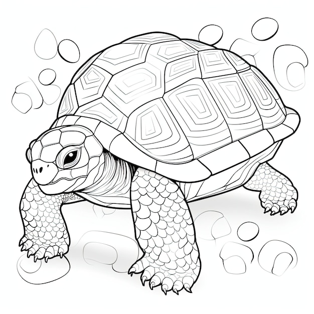 Coloriage noir et blanc d'une tortue