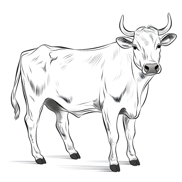 Coloriage noir et blanc d'une vache