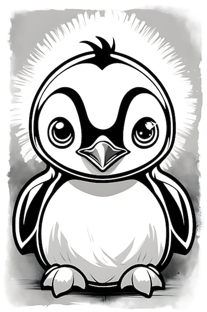 Coloriage Pinguen Qualité imprimable Qualité affiche noir et blanc