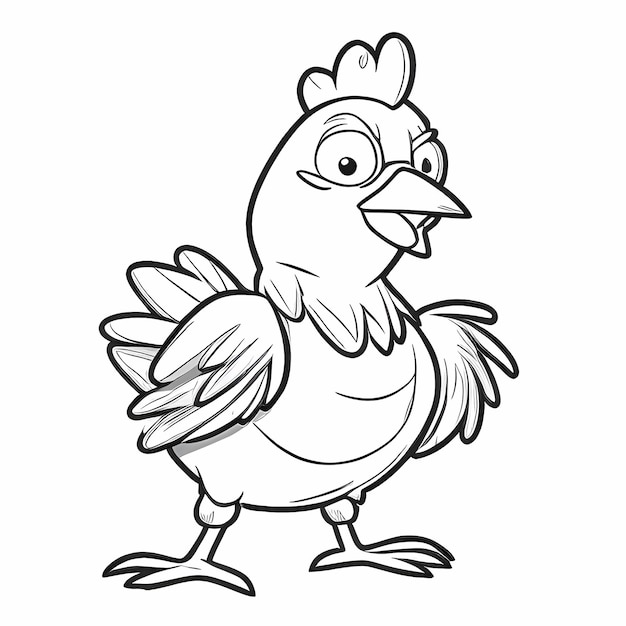 Photo coloriage de poulet de dessin animé isolé et original