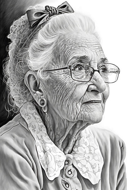 Photo coloriage pour adultes vieilles femmes en niveaux de gris