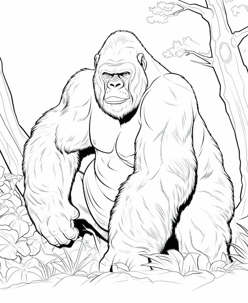 coloriage pour le dessin animé Gorille pour enfants