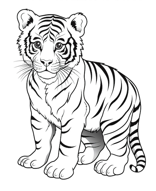 Photo coloriage pour les dessins animés de tigres pour enfants