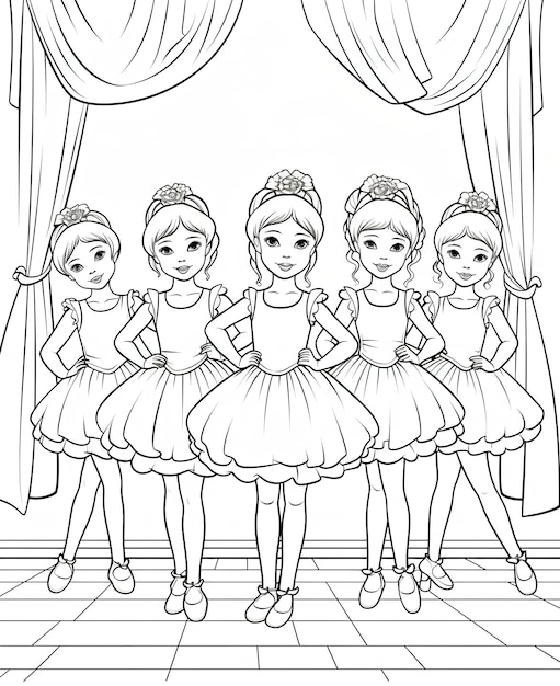 Coloriage pour enfants danseurs de ballet