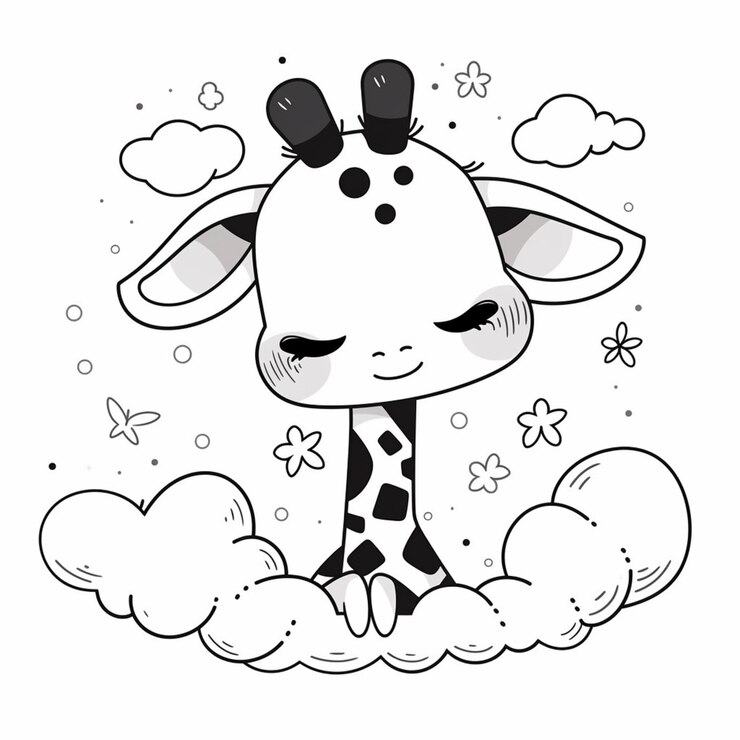 Photo coloriage pour enfants à imprimer girafe coloriage génératif ai