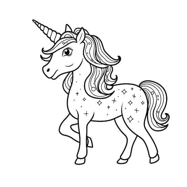 Coloriage pour enfants licorne fantastique