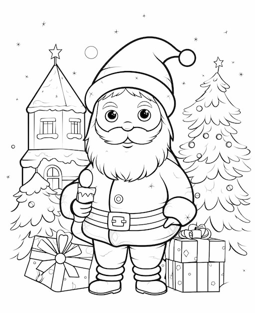 Coloriage pour les enfants sur un père Noël