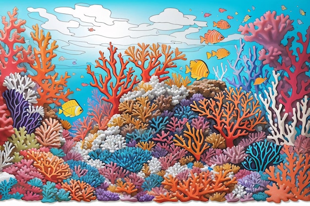 Coloriage pour enfants Récif de corail