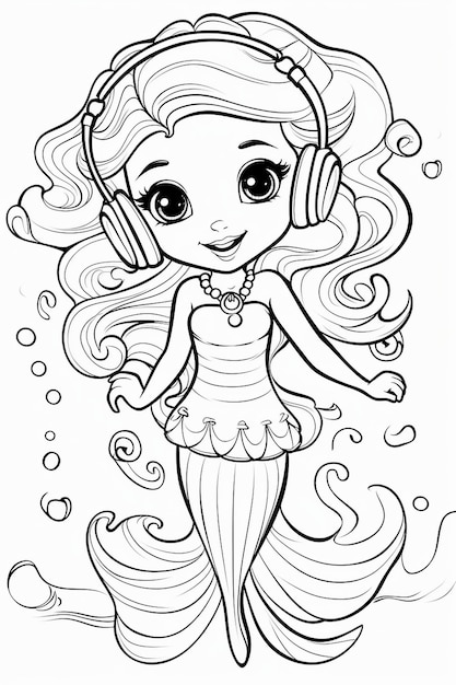 Photo coloriage pour enfants sirène