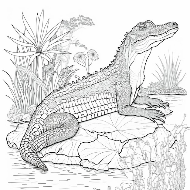 coloriages d'alligators pour adultes IA générative