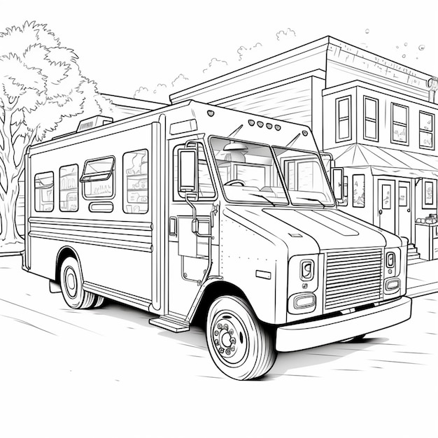 coloriages de food trucks générative ai