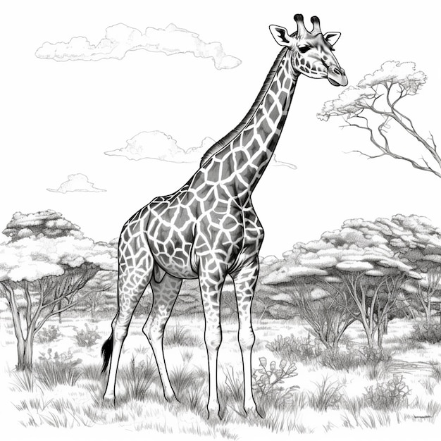 coloriages de girafes dans la nature coloriages ai génératif