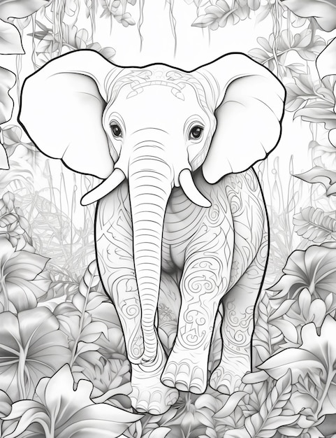 coloriages pour adultes coloriages d'éléphants pour adultes ai générative