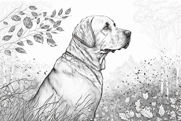 Photo coloriages pour chien adulte en niveaux de gris d'automne