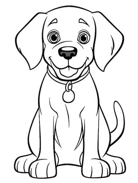 Photo coloriages pour enfants style dessin animé bébé chien heureux