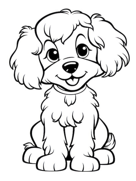 Coloriages pour enfants style dessin animé bébé chien heureux