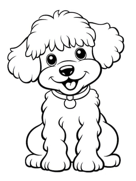 Photo coloriages pour enfants style dessin animé bébé chien heureux