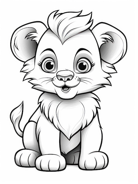 Photo coloriages pour enfants style dessin animé bébé lion