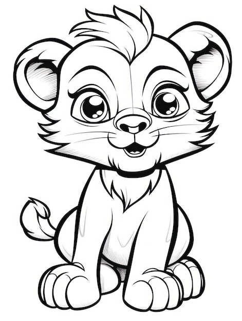 Coloriages pour enfants style dessin animé bébé lion