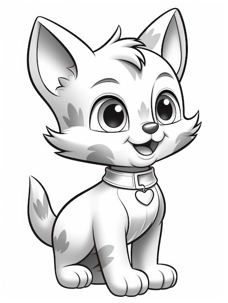 Coloriages pour enfants style dessin animé petit chaton