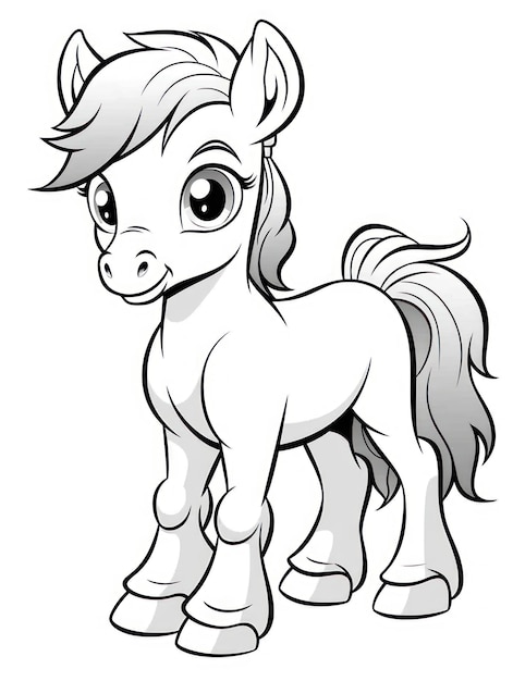 Coloriages pour enfants style dessin animé petit cheval