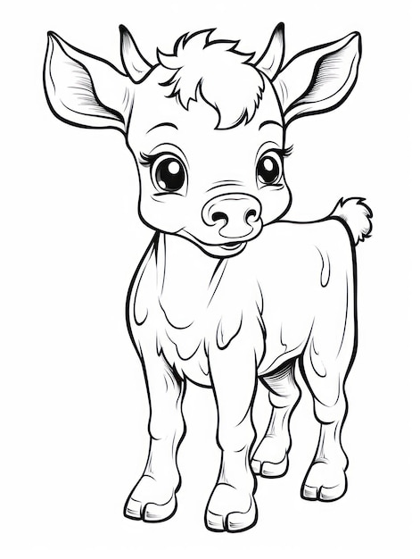 Coloriages pour enfants style dessin animé petite vache