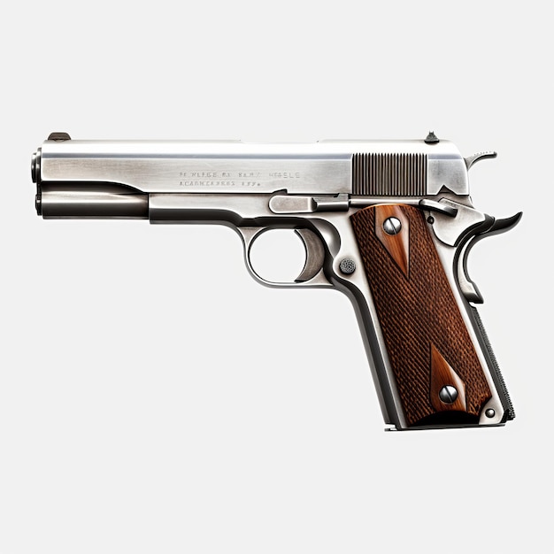 Photo colt 1911 pistolet à main sur fond blanc