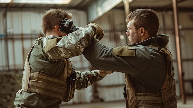 Photo le combat au corps à corps est une pratique de combat rapproché, d'habileté et de puissance.