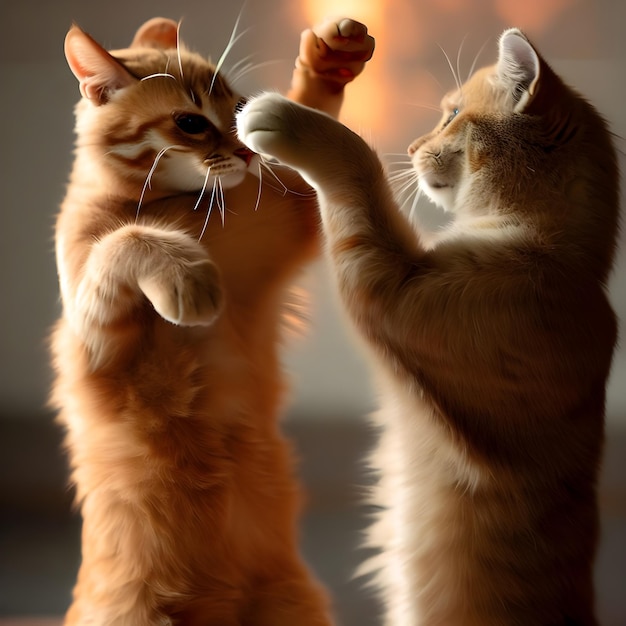 Combat de chats mignons