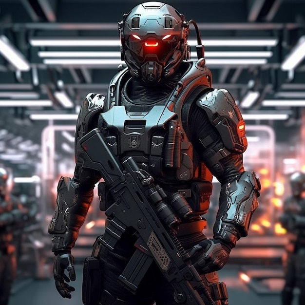 Combat futuriste NovaX Advanced Soldier AI dans une armure de pointe