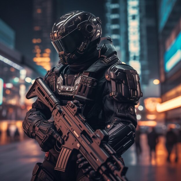 Combat futuriste NovaX Advanced Soldier AI dans une armure de pointe