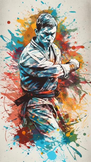 Combattant de Jiu Jitsu style graffiti