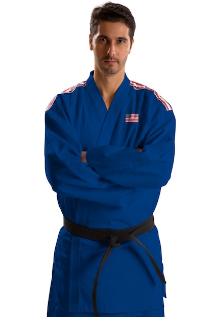 Combattant de judo américain sur espace blanc