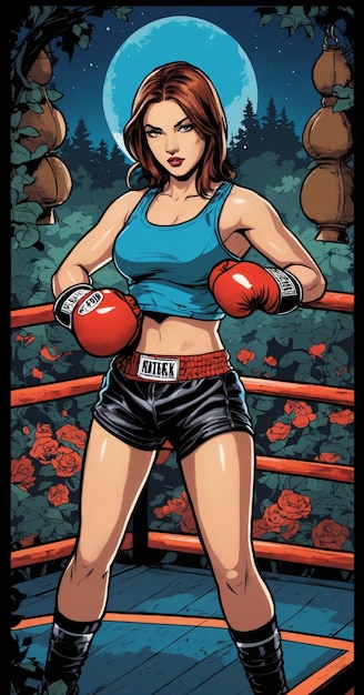 Photo combattante gracieuse une belle femme en forme avec des gants de boxe