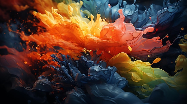 La combinaison de couleurs des taches et de l'encre renversée remplit l'écran dans une peinture