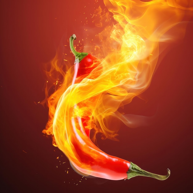 La combinaison de ce piment rouge et de flammes jaunes et rouges