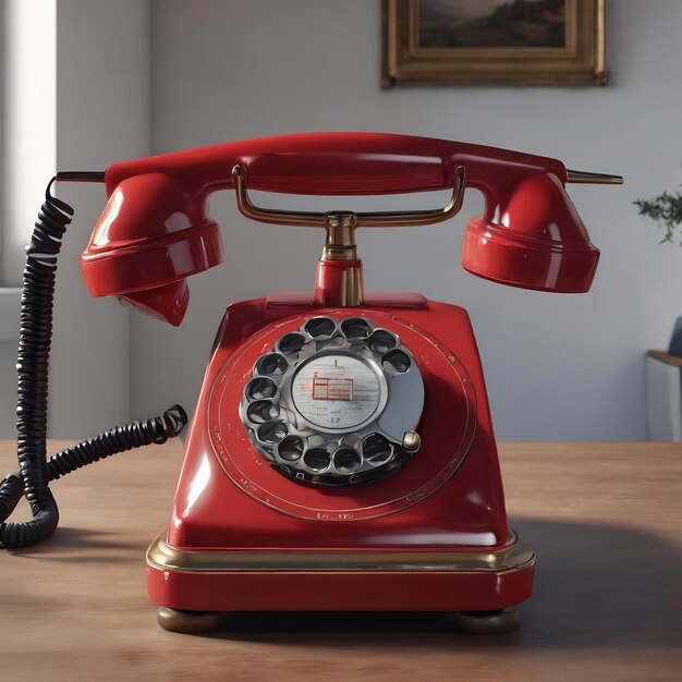 Un combiné téléphonique vintage rouge