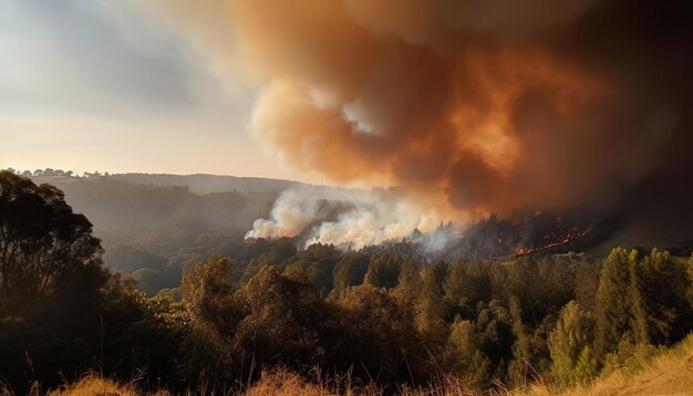 La combustion de la fumée de la forêt augmente le danger de destruction en expansion généré par l'IA