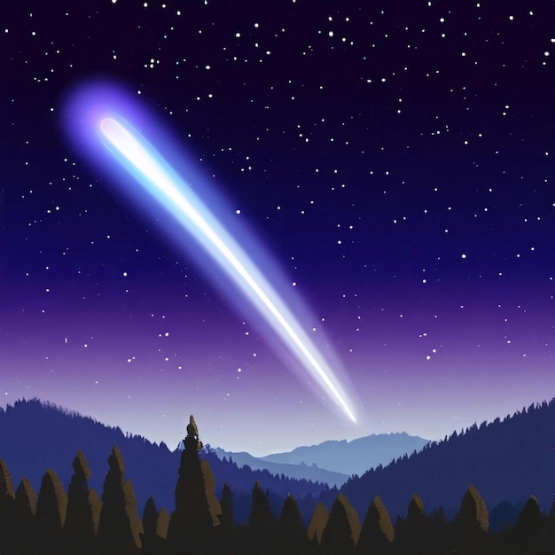 Comète super brillante la nuit