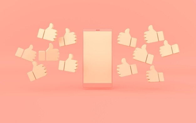 Comme icône rendu 3d Notification de médias sociaux Fond de symbole de réseau social