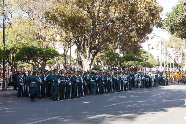 Photo commémoration de la fête de l'indépendance de sucrebolivie