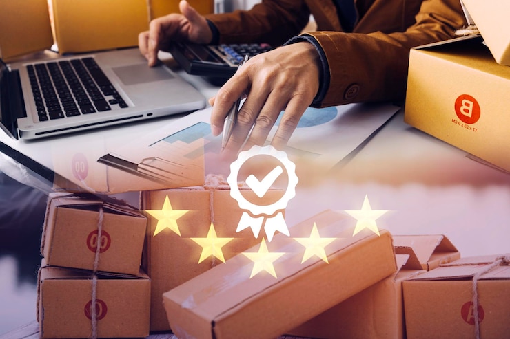 Photo commentaires d'évaluation des clients en costume donnant un avis positif pour les enquêtes de satisfaction des clients donnant une note de cinq étoiles concept de satisfaction de la note de service