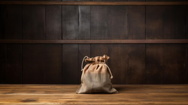 Photo une commission postapocalyptique primée un sac brun sur une table en bois