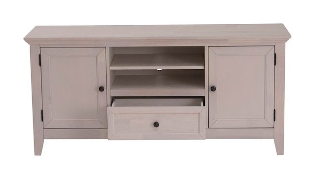 Commode ou tiroir moderne isolé sur fond blanc. Meubles en bois pour l'intérieur de la maison