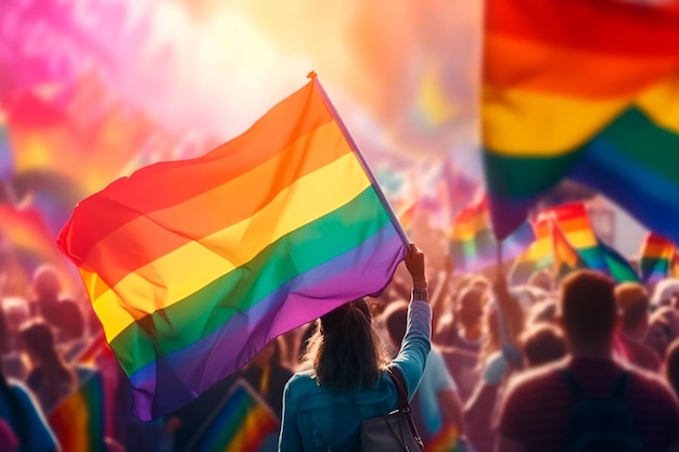 Communauté LGBT au défilé Illustration du mois de la fierté générée par l'IA