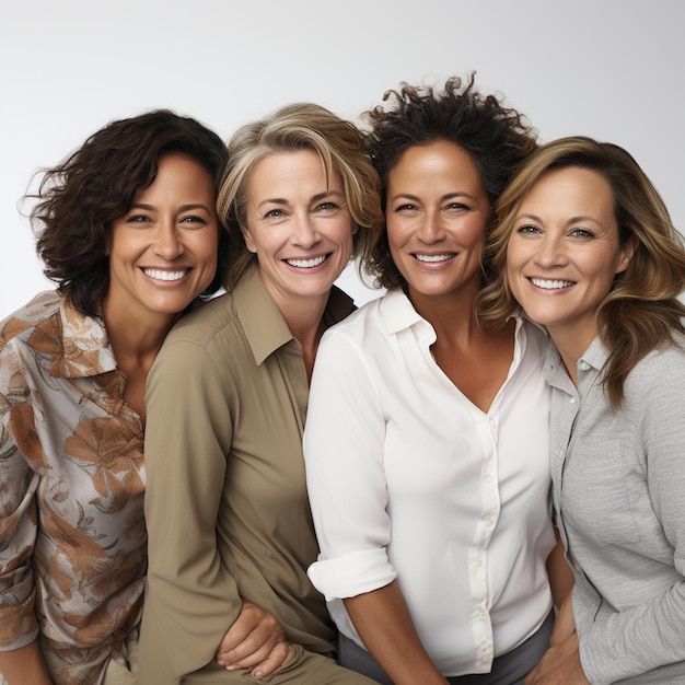 Photo une communauté de trois femmes âgées sur un fond blanc