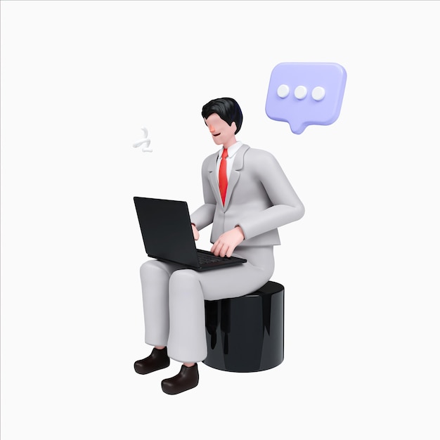 Communication commerciale et productivité avec contexte de travail à distance Illustration de rendu 3D