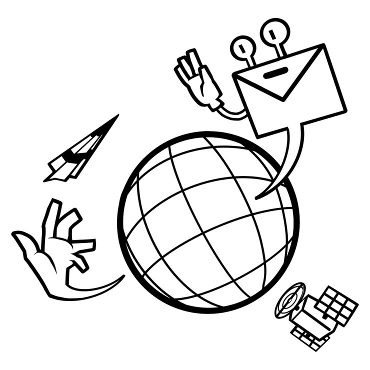 Photo communication mondiale dessin animé autocollant png fond transparent