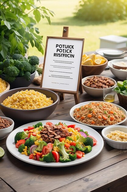 Community Potluck Restrictions Dietary Signage Mockup avec un espace blanc vide pour placer votre conception