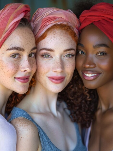 Photo compagnie d'amis multiculturels amies femmes jour non au racisme différents amis multiethniques souriant et riant ensemble